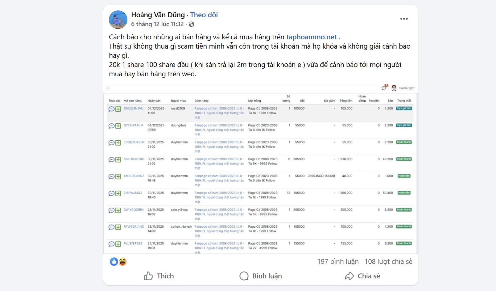 Cẩn thận với Tạp Hóa MMO (taphoammo.net) - Techlade