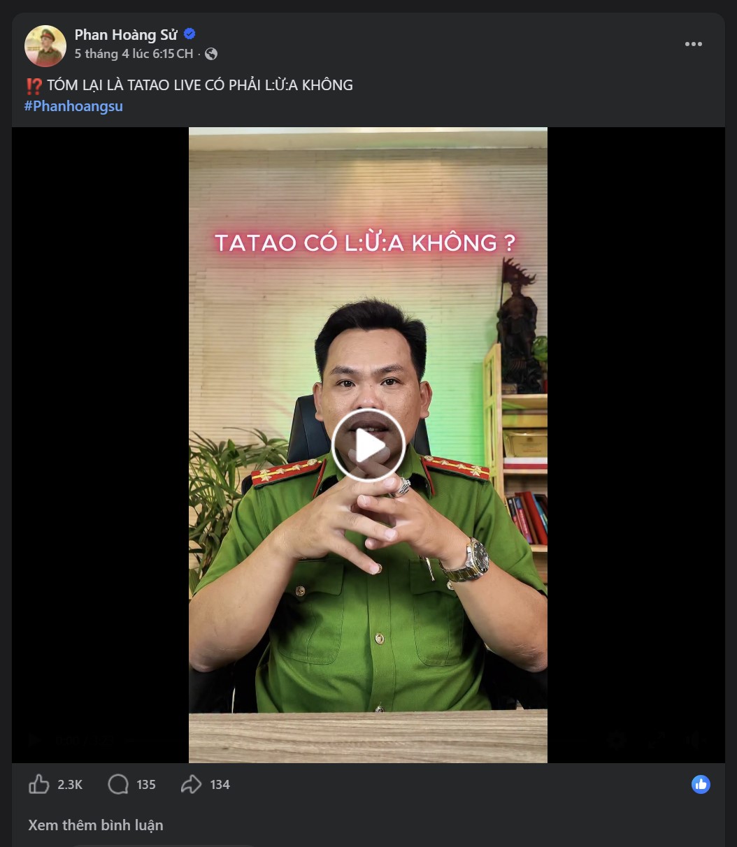 Đồng chí Phan Hoàng Sử - hay còn gọi là "chủ nhiệm" vui tính - liên tục cảnh báo về rủi ro khi người dân đầu tư tiền vào nền tảng này